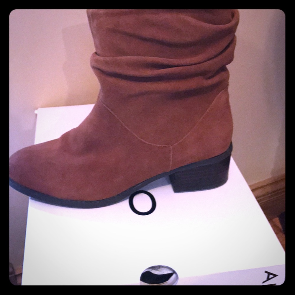 Camel suede boots